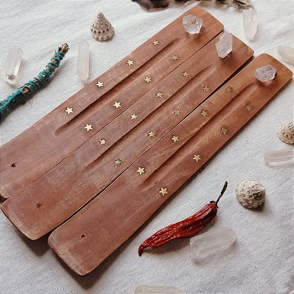 Incensário em régua com ponta de cristal