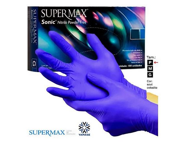 Luva Nitrilica Procedimento Não Cirúrgico - Azul - cx 100und - Supermax - CA 44101