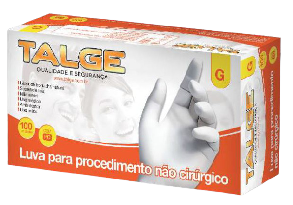 Luva Látex Procedimento não cirúrgico - Branca - cx 100und - Talge - CA 38804