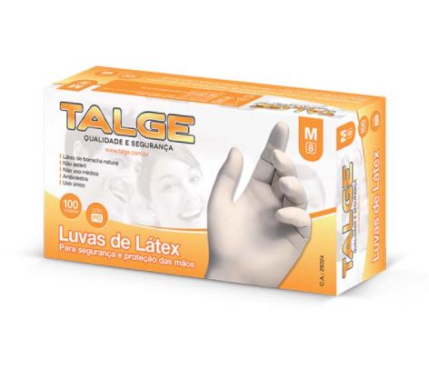 Luva de Látex com pó - Branca - cx 100und - Talge - CA 28324