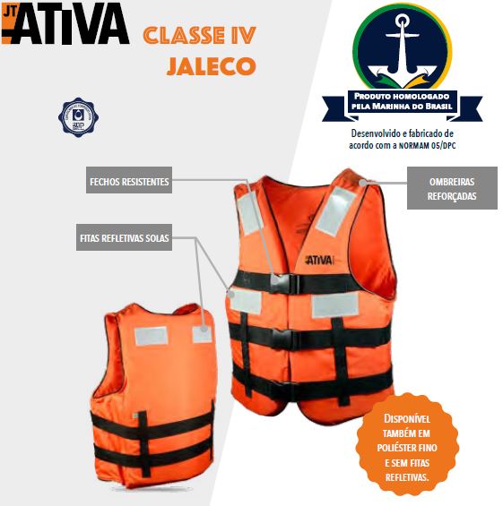 Colete Salva Vidas Classe 4 Jaleco - Laranha - Ativa Náutica - Tam. Único