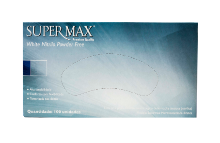 Luva Nitrilica Procedimento Não Cirúrgico - Branca - cx 100und - Supermax - CA 43437