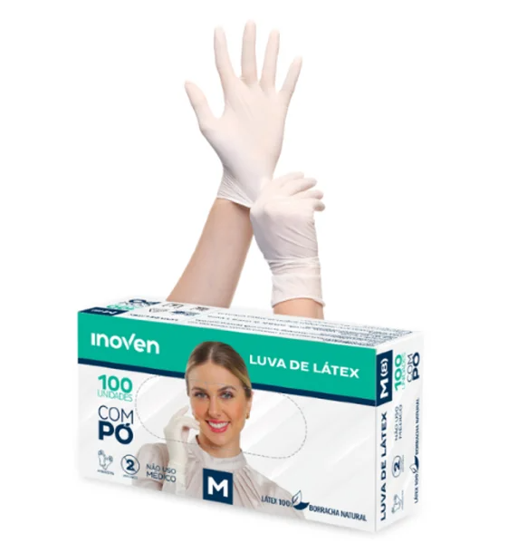 Luva de Látex com pó - Branca - CX 100UND - Inoven  - CA 45332