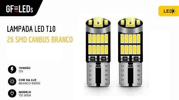 T10 GF LEDS 6.000K 26 LEDS SMD CANBUS