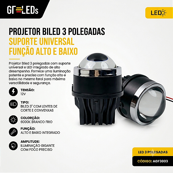 PROJETOR BI-LED 3 POLEGADAS BLINDADO