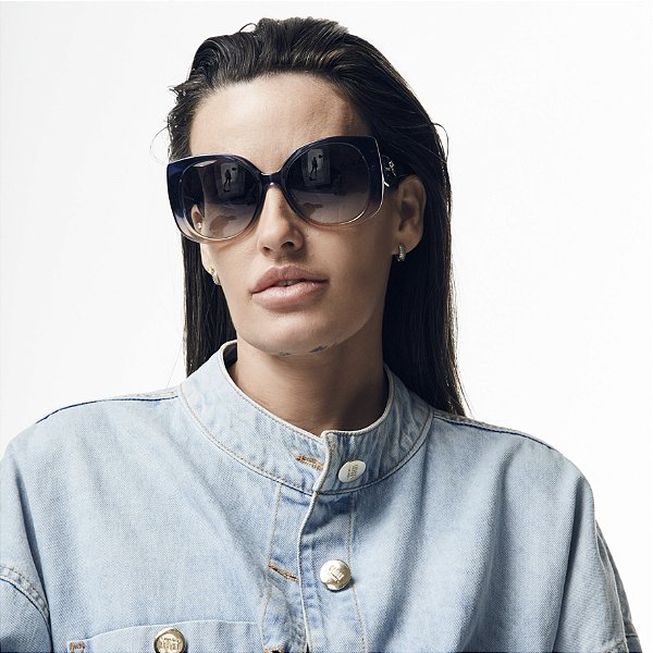 OCULOS DE SOL REDONDO GRANDE AZUL E ROSE DREGADÊ - MODELO AMELIA