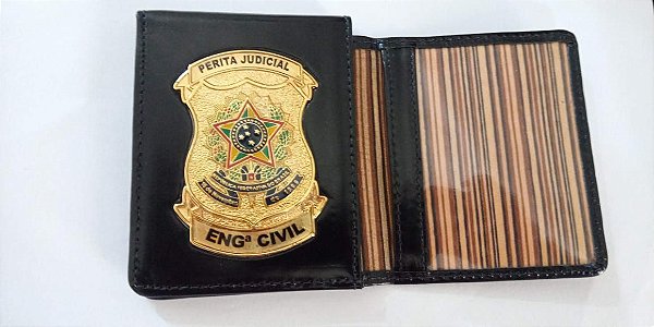 Carteira em couro com brasão Personalizada - PERITA JUDICIAL ENGENHEIRA CIVIL