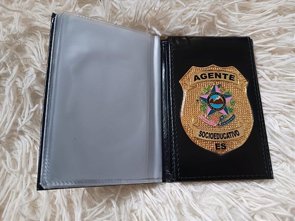 Carteira em couro com brasão Personalizada - Agente Socioeducativo - TODOS ESTADOS