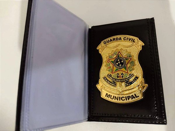 Carteira de couro com brasão  - GUARDA CIVIL MUNICIPAL