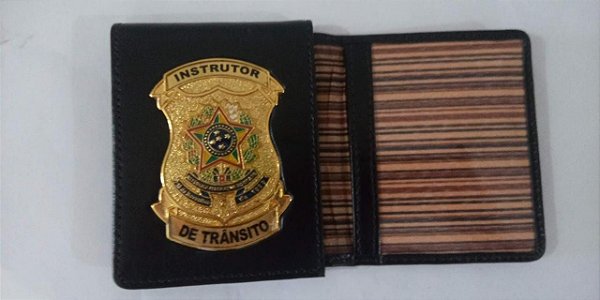 Carteira em couro com brasão Personalizada - INSTRUTOR DE TRÂNSITO