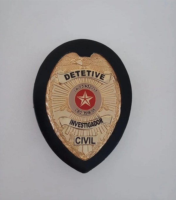 Distintivo  / Bolachão em Couro com Brasão - Detetive Investigador Civil