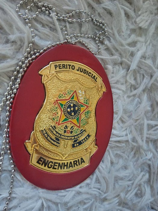 Distintivo em Couro com Brasão - PERITO JUDICIAL ENGENHARIA