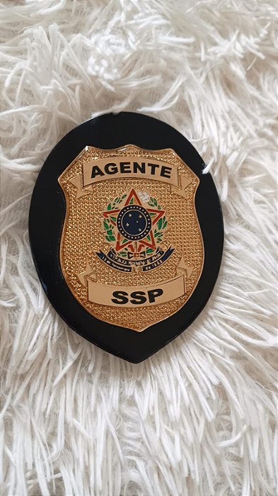 Distintivo / Bolahão  em Couro com Brasão - Agente SSP