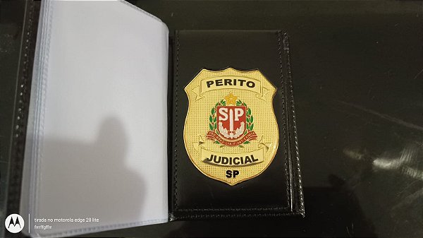 Carteira Porta Funcional  em couro com brasão - Perito Judicial