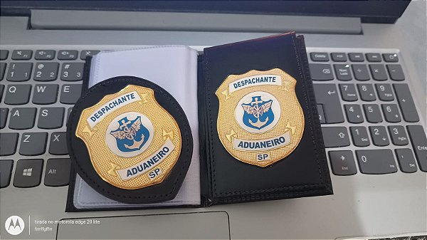 Carteira Porta Funcional e Distintivo em couro com brasão Despachante Aduaneiro- Personalizamos