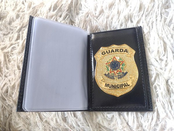 Carteira  Porta Funcional em couro com brasão - Guarda Municipal