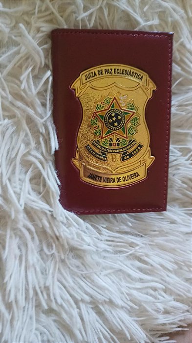 Carteira em couro com 2 brasões - Personalizamos com seu cargo , função , atividade ....