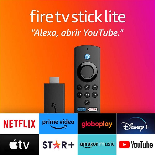 Fire tv Stick 3º Geração Com Controle de Voz e botoes Atalhos c/ volume e Alexa - Amazon