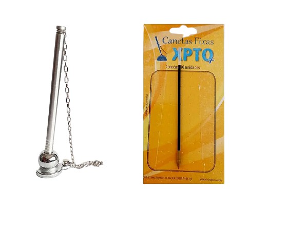 Kit caneta fixa bolinha aluminio + grátis refis