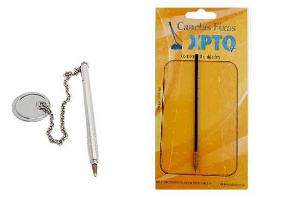 Kit canetas fixas medalhão cromado + grátis refis