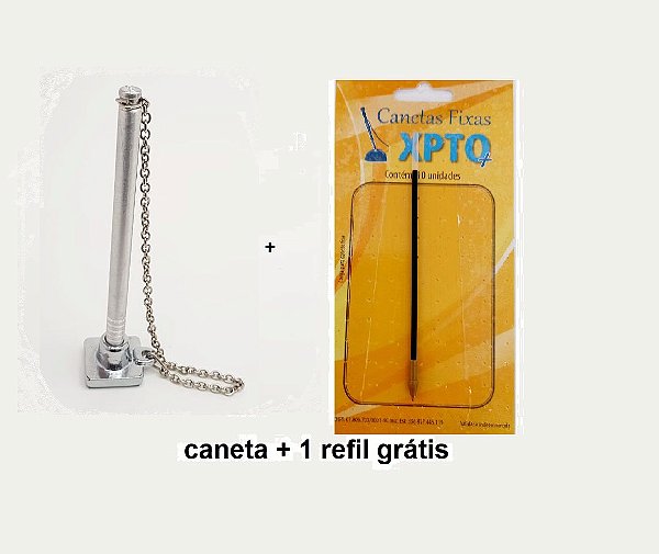 Kit Caneta Fixa Cone Cromada + grátis refis