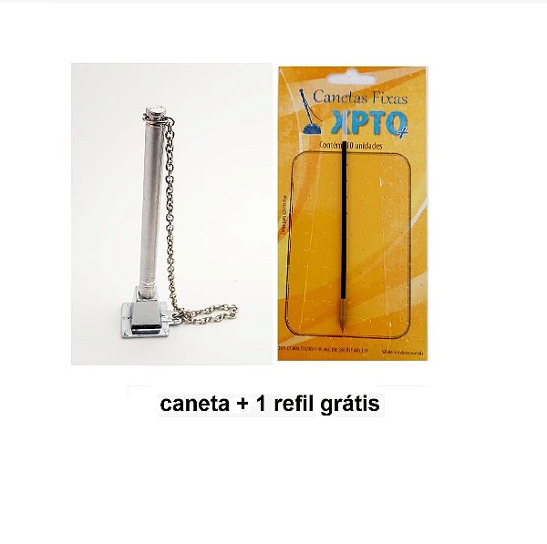Kit caneta fixa piramide cromada + refis grátis