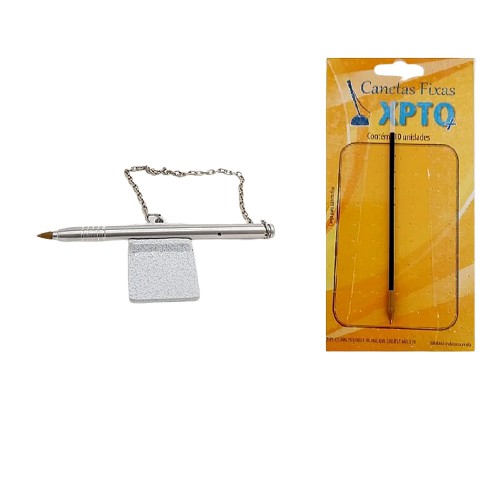 Kit canetas fixas Lotérica horizontal aluminio + refis grátis