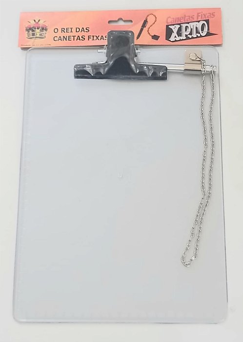 PRANCHETA ACRILICO TRANSPARENTE COM CANETA FIXA DE KIT C/5 e 10 UNIDADES