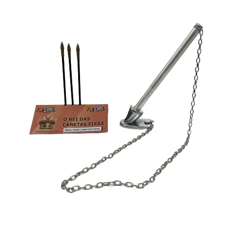 CANETA FIXA SUPORTE MAGIC CROMADO COM 3 REFIS - XPTO CANETAS