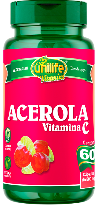 Acerola com Vitamina C 500mg Unilife 60 Cápsulas