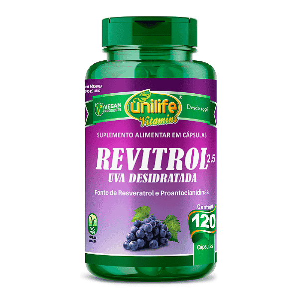 Revitrol - Uva Desidratada 500 Mg Unilife 120 Cápsulas