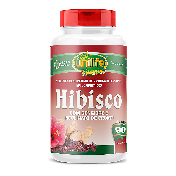 Hibisco Com Gengibre E Picolinato De Cromo 500mg Unilife 90 Comprimidos