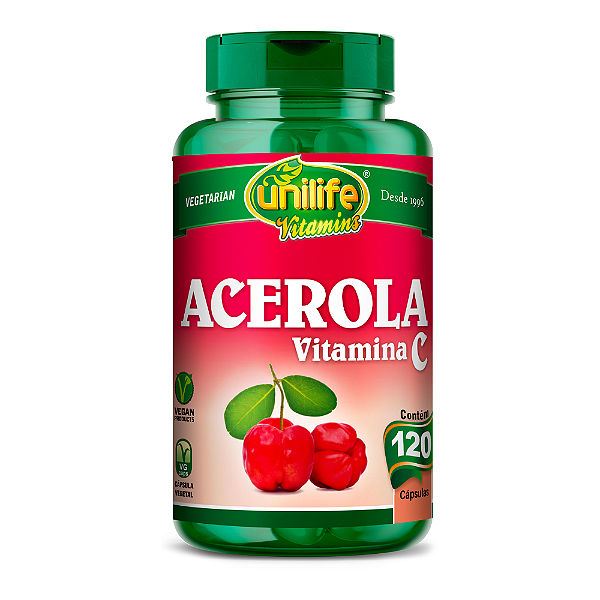 Acerola com Vitamina C 500mg Unilife 120 Cápsulas