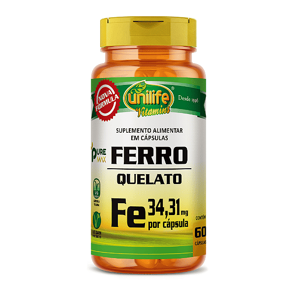 Ferro Quelato 500Mg Unilife 60 Cápsulas