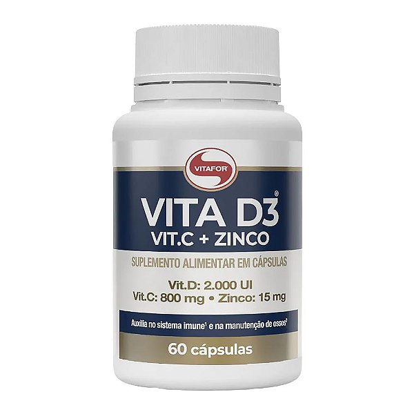 Vita D3 Vitamina C + Zinco 1000mg Vitafor 60 Cápsulas