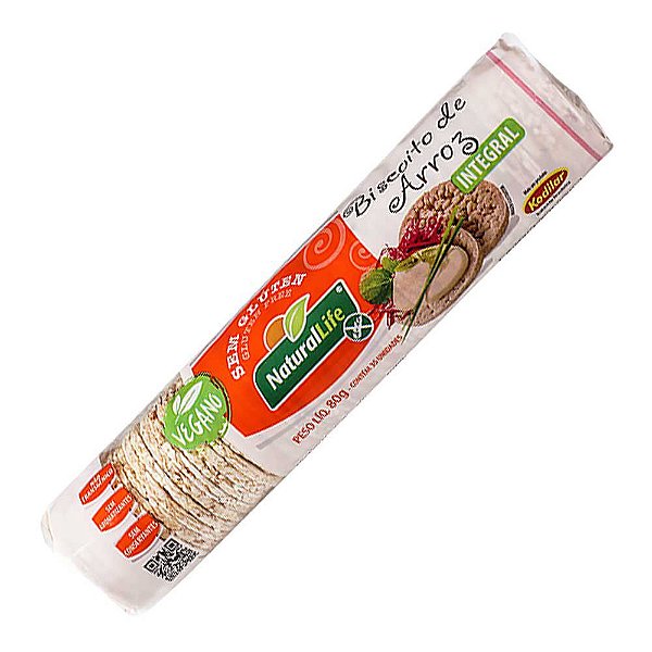 Mini Biscoito De Arroz Integral Sem Glúten Natural Life 80g