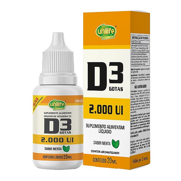 Vitamina D3 Em Gotas 2000Ui Menta Unilife 20ml