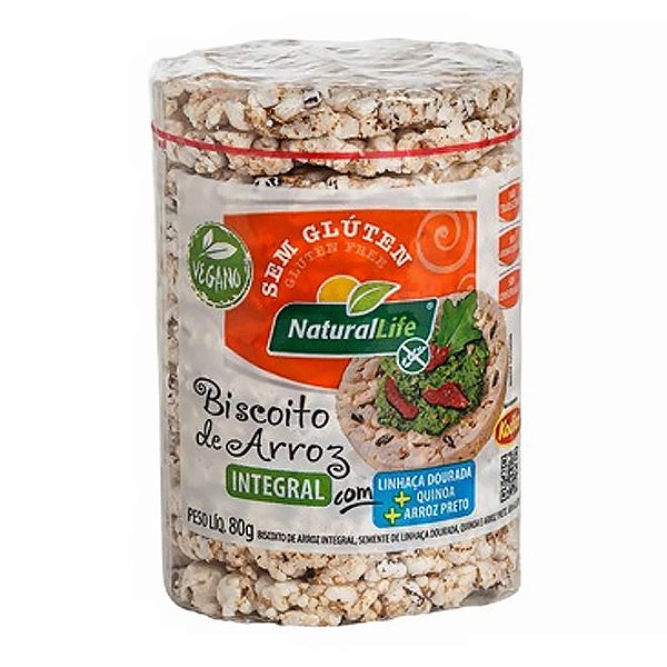 Biscoito de Arroz Integral com Linhaça Dourada, Quinoa e Arroz Preto Sem Glúten Kodilar 80g