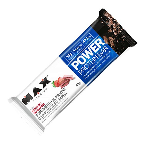 Power Protein Bar Morango Sensation Max Titanium 41g Unidade