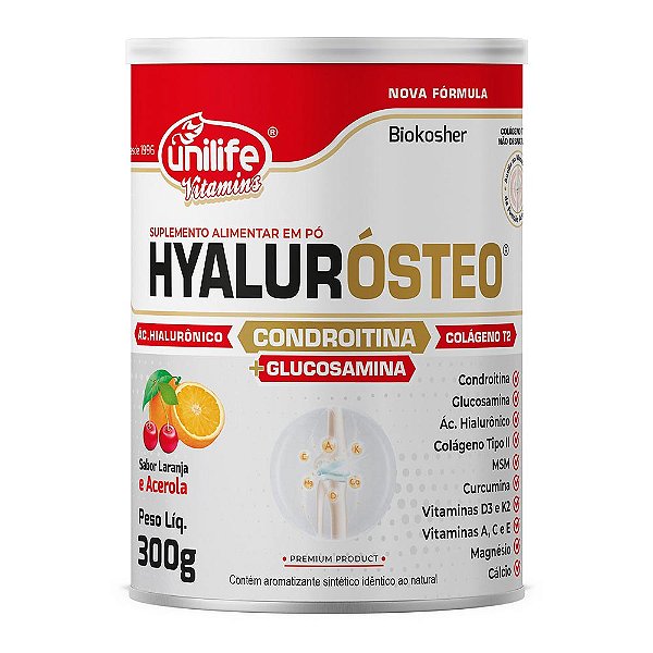 Hyalurosteo Laranja e Acerola Unilife 300g