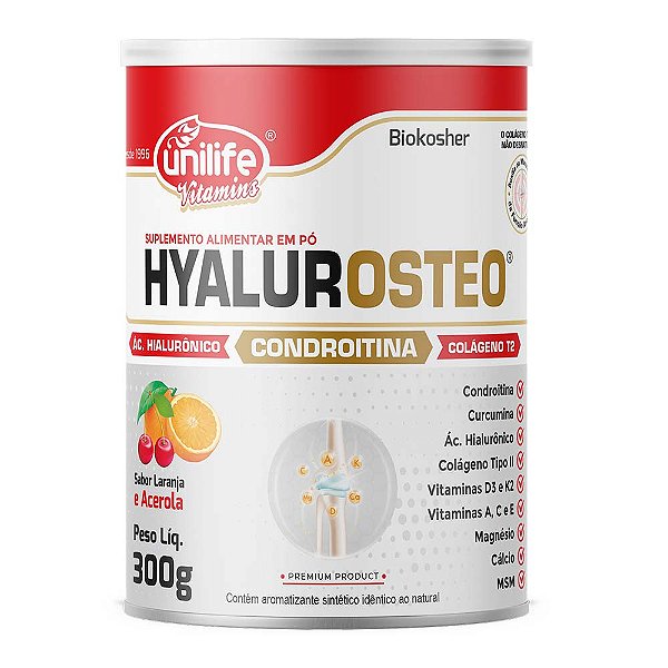 Hyalurosteo Laranja e Acerola Unilife 300g