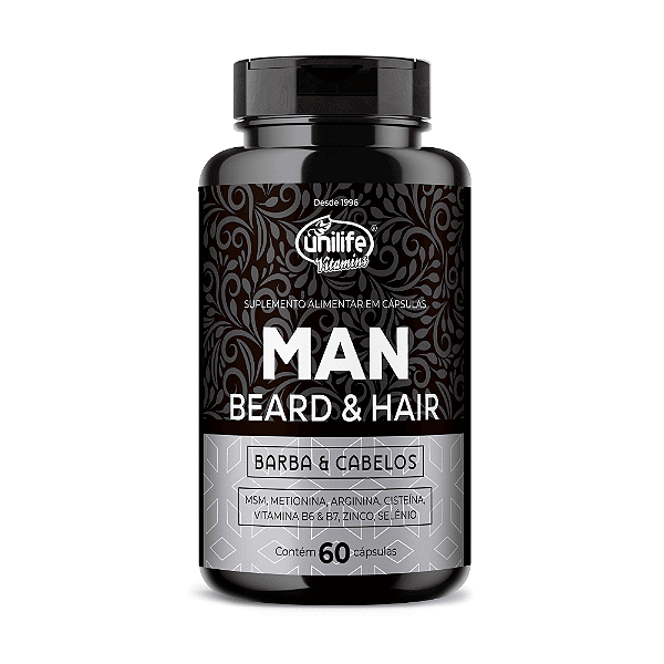 Man Beard e Hair Unilife 60 Cápsulas