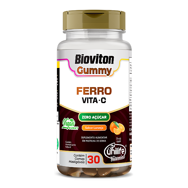 Bioviton Gummy Ferro + C Sabor Laranja Unilife 30 Gomas