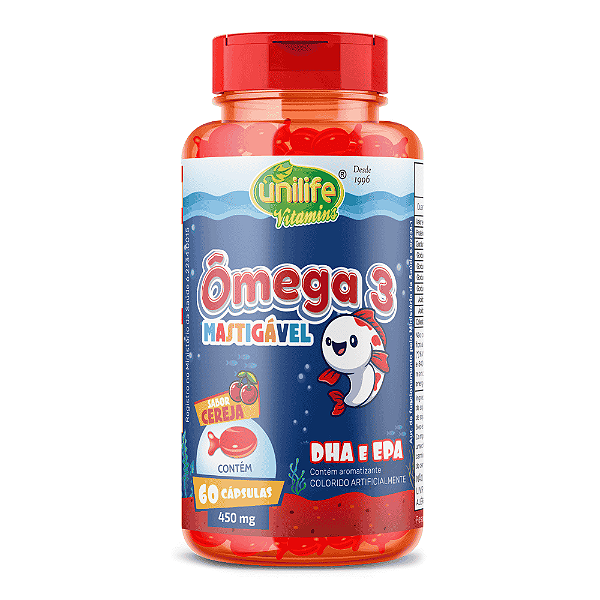 Ômega 3 Kids Sabor Cereja Unilife 60 Gomas