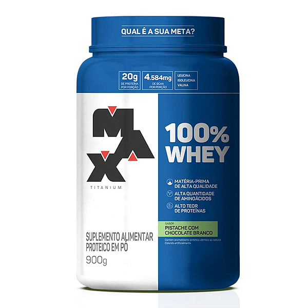 Whey 100% Pistache Chocolate Branco Max Titanium 900g