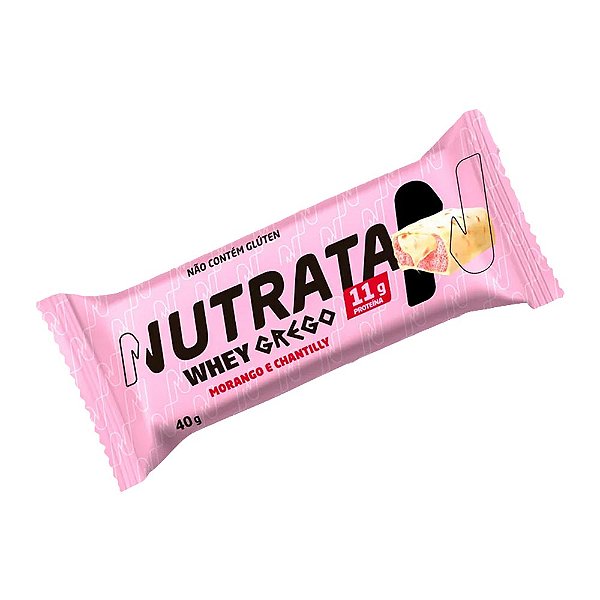 Barra Whey Grego Morango Chantilly Nutrata 40g