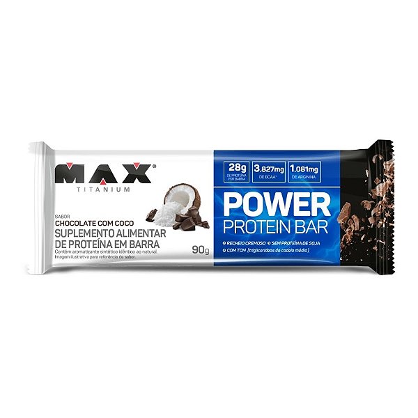 Power Protein Bar Chocolate Com Coco Max Titanium 90g Unidade