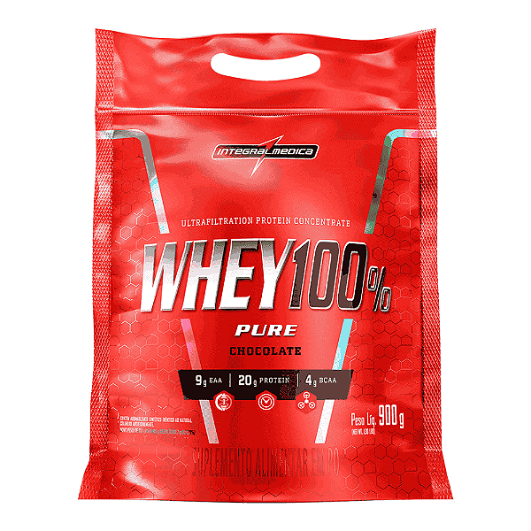 Refil Whey 100% Pure Chocolate Integralmedica 900g Unidade