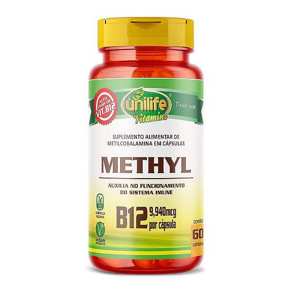 Vitamina B12 Methyl Metilcobalamina 350 Mg Unilife 60 Cápsulas