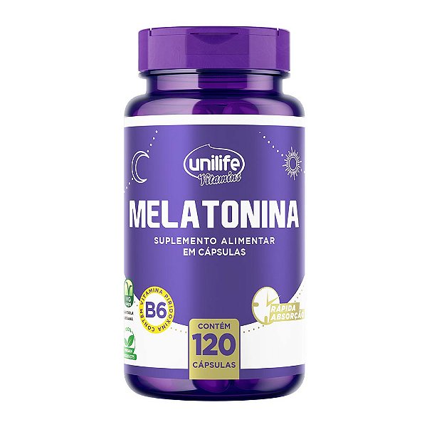 Melatonina Com Vitamina B6 350mg Unilife 120 Cápsulas